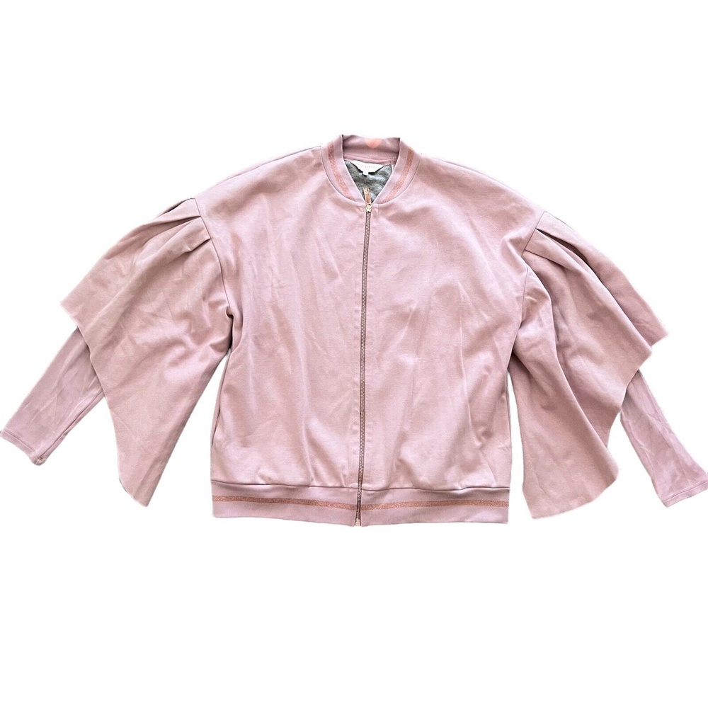Ted Baker "Amithie" Bomber Jacket with Ruffled Sleeves